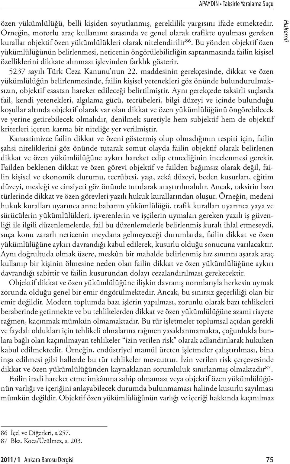 Bu yönden objektif özen yükümlülüğünün belirlenmesi, neticenin öngörülebilirliğin saptanmasında failin kişisel özelliklerini dikkate alınması işlevinden farklık gösterir.