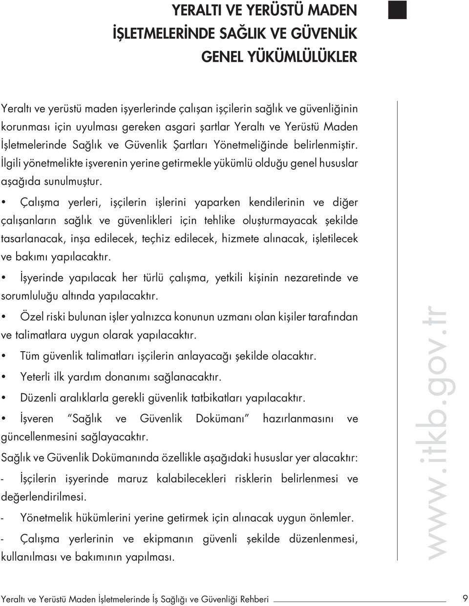 İlgili yönetmelikte işverenin yerine getirmekle yükümlü olduğu genel hususlar aşağıda sunulmuştur.