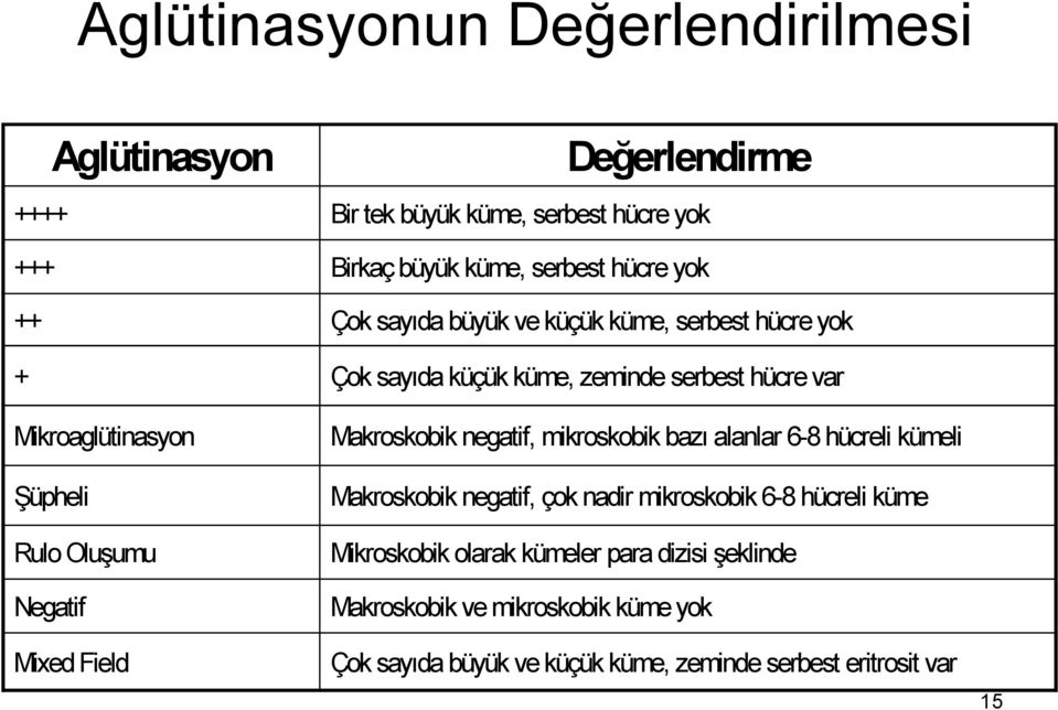 mikroskobik bazı alanlar 6-8 hücreli kümeli Şüpheli Makroskobik negatif, çok nadir mikroskobik 6-8 hücreli küme Rulo Oluşumu Mikroskobik olarak