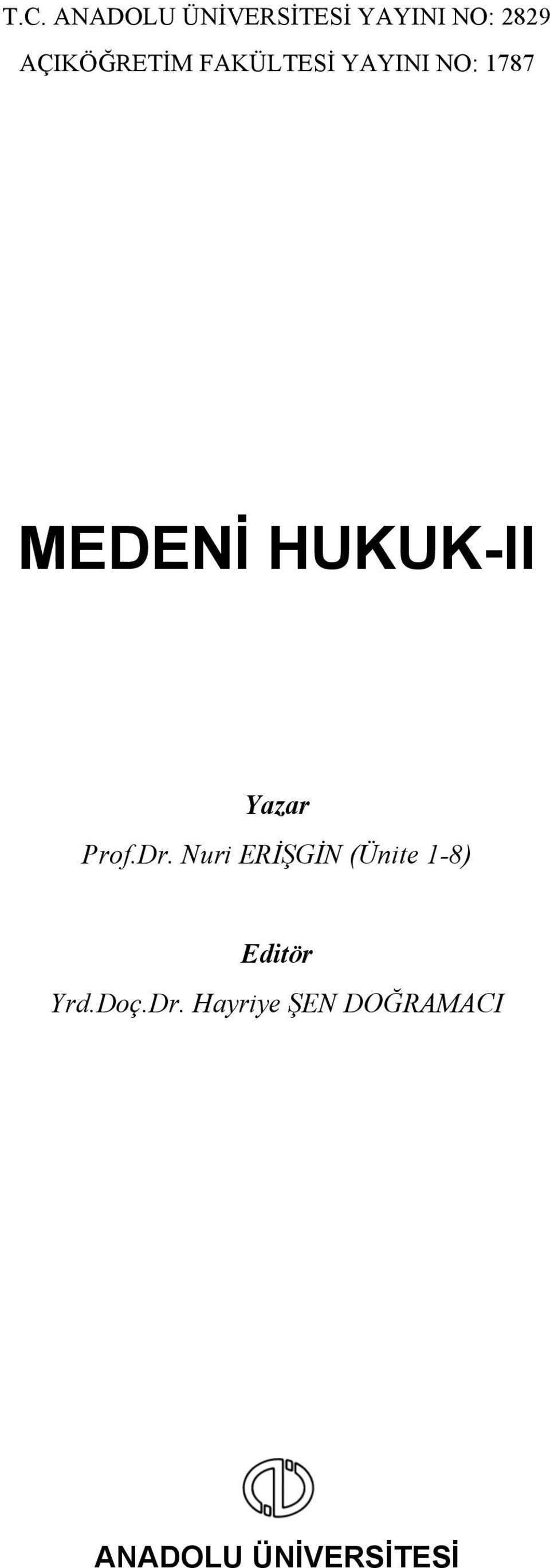 HUKUK-II Yazar Prof.Dr.