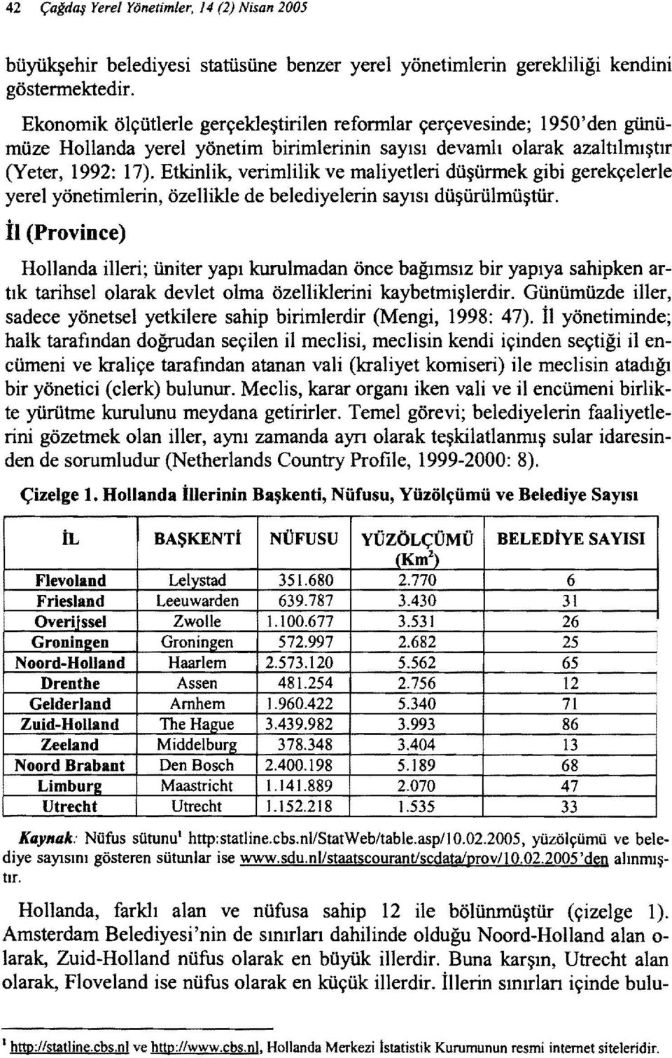 Etkinlik, verimlilik ve maliyetleri düşürmek gibi gerekçelerle yerel yönetimlerin, özellikle de belediyelerin sayısı düşürülmüştür, İl (Province) Hollanda illeri; üniter yapı kurulmadan önce bağımsız