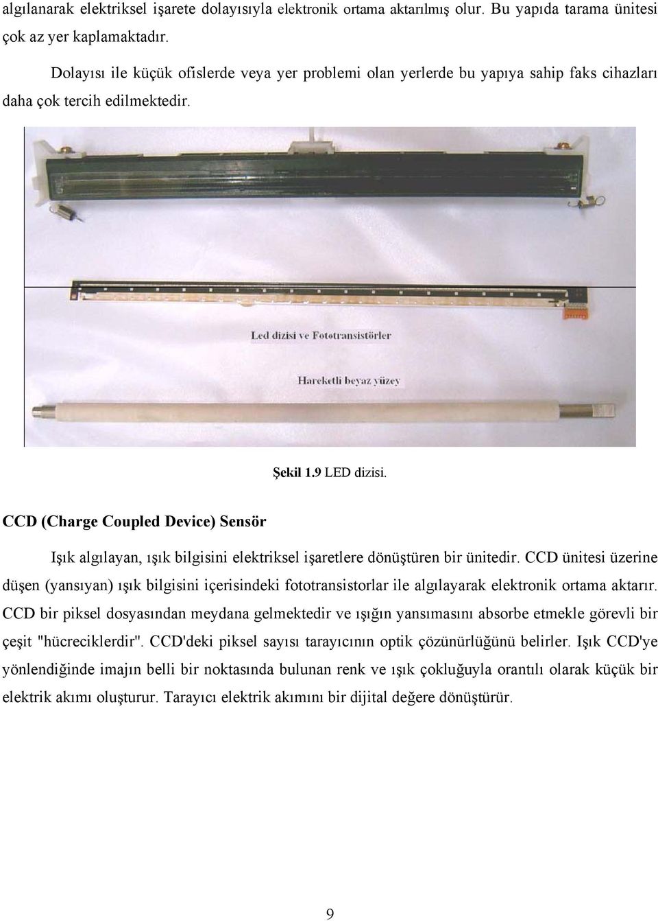 CCD (Charge Coupled Device) Sensör Işık algılayan, ışık bilgisini elektriksel işaretlere dönüştüren bir ünitedir.