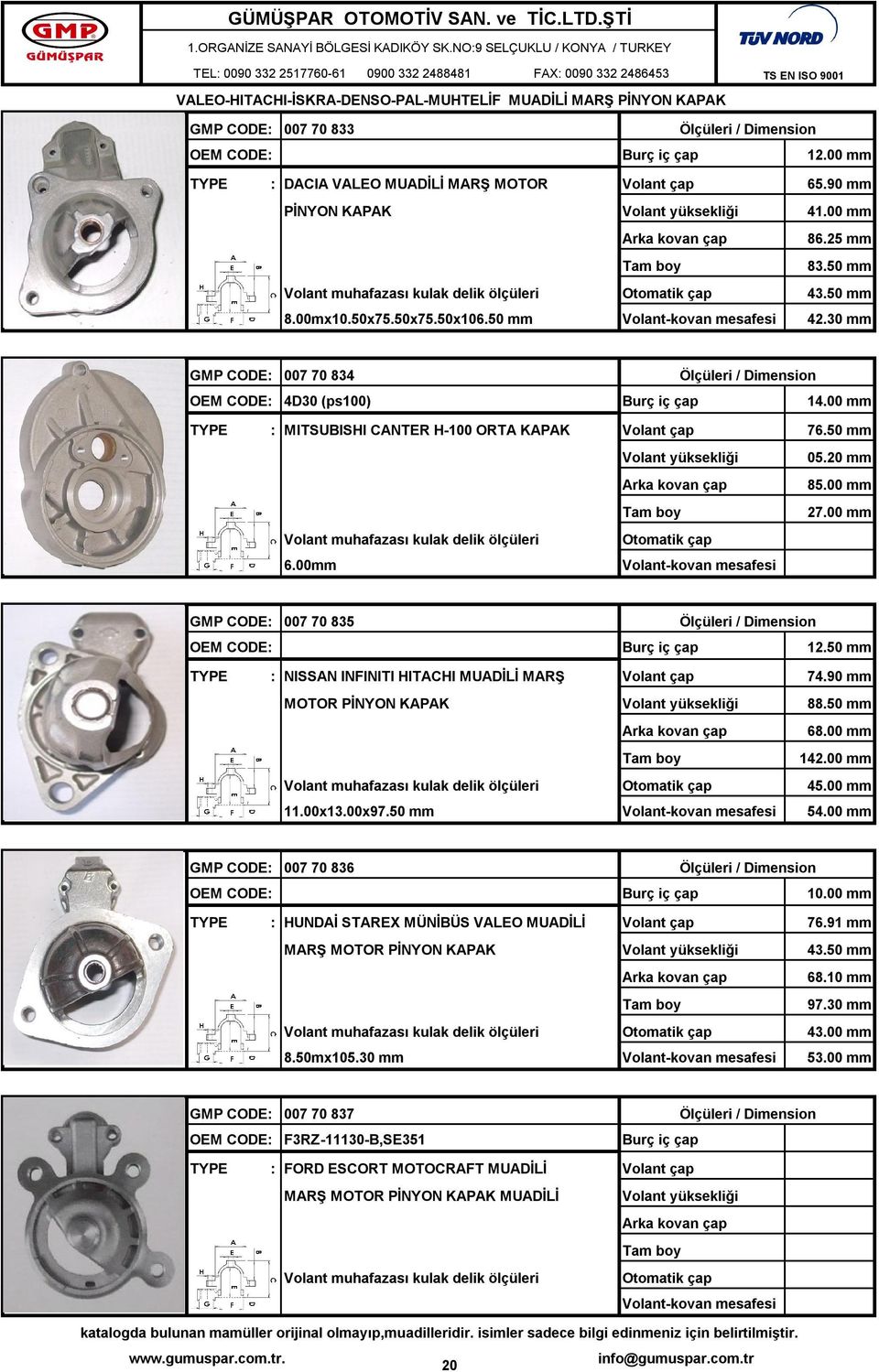 50 mm : NISSAN INFINITI HITACHI MUADİLİ MARŞ 74.90 mm 88.50 mm 68.00 mm 142.00 mm 45.00 mm 11.00x13.00x97.50 mm 54.00 mm GMP CODE: 007 70 836 10.