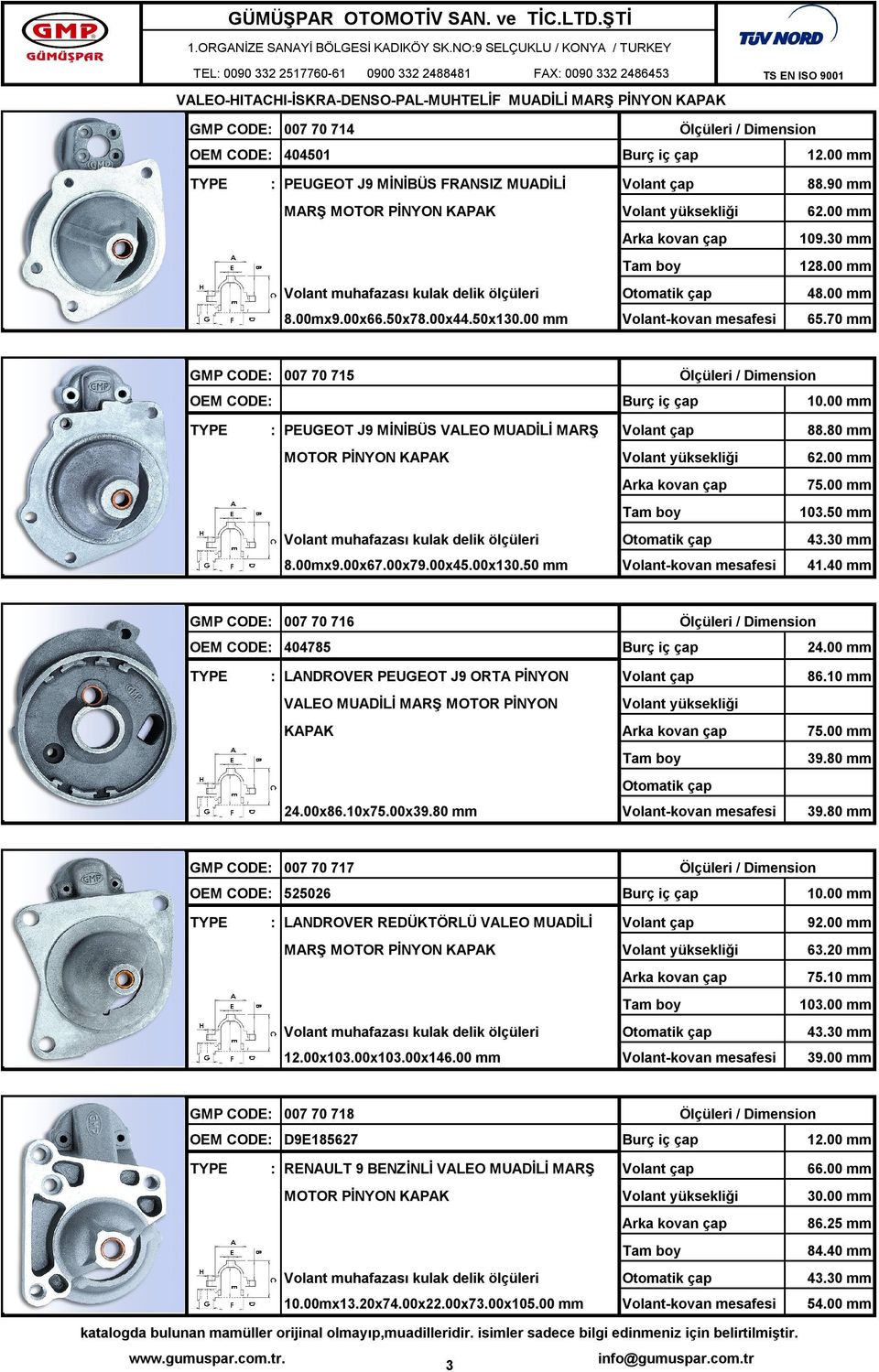 00 mm : LANDROVER PEUGEOT J9 ORTA PİNYON 86.10 mm VALEO MUADİLİ MARŞ MOTOR PİNYON KAPAK 75.00 mm 39.80 mm 24.00x86.10x75.00x39.80 mm 39.80 mm GMP CODE: 007 70 717 525026 10.