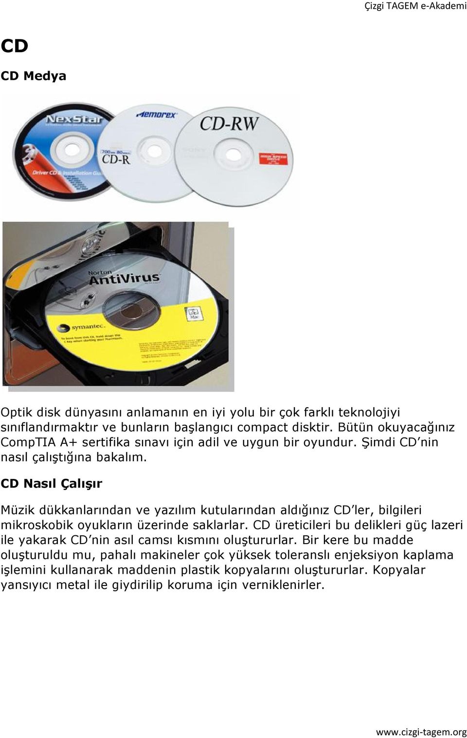 CD Nasıl Çalışır Müzik dükkanlarından ve yazılım kutularından aldığınız CD ler, bilgileri mikroskobik oyukların üzerinde saklarlar.