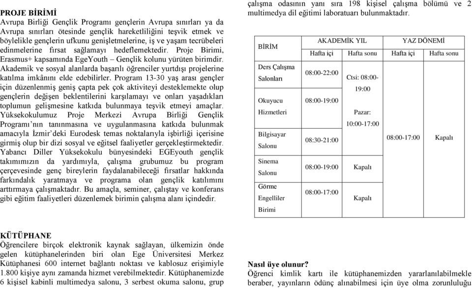 Akademik ve sosyal alanlarda başarılı öğrenciler yurtdışı projelerine katılma imkânını elde edebilirler.