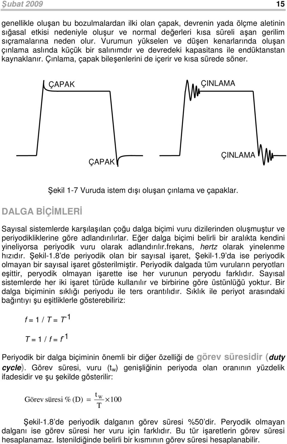 ÇAPAK ÇINLAMA ÇAPAK ÇINLAMA DALGA BİÇİMLERİ ekil -7 Vuruda istem dışı oluşan çınlama ve çapaklar.