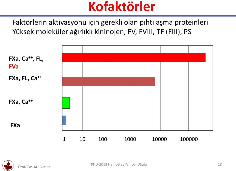 FV, FVIII, TF (FIII), PS FXa, Ca ++, FL, FVa FXa, FL, Ca ++