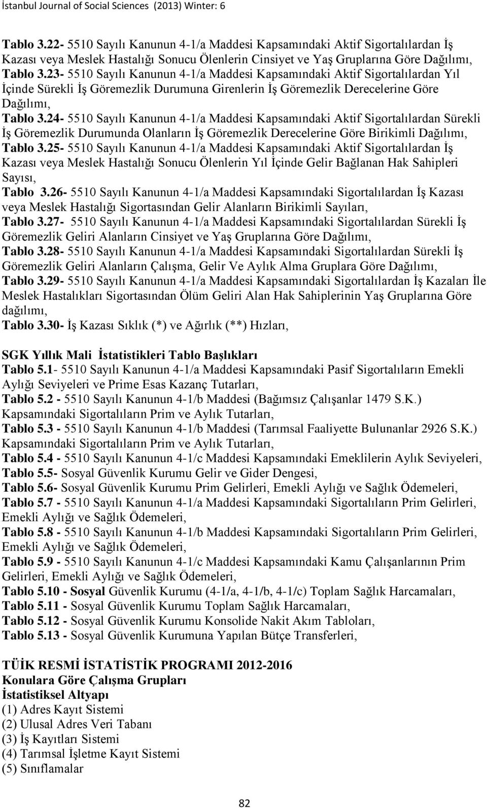 24-5510 Sayılı Kanunun 4-1/a Maddesi Kapsamındaki Aktif Sigortalılardan Sürekli İş Göremezlik Durumunda Olanların İş Göremezlik Derecelerine Göre Birikimli Dağılımı, Tablo 3.