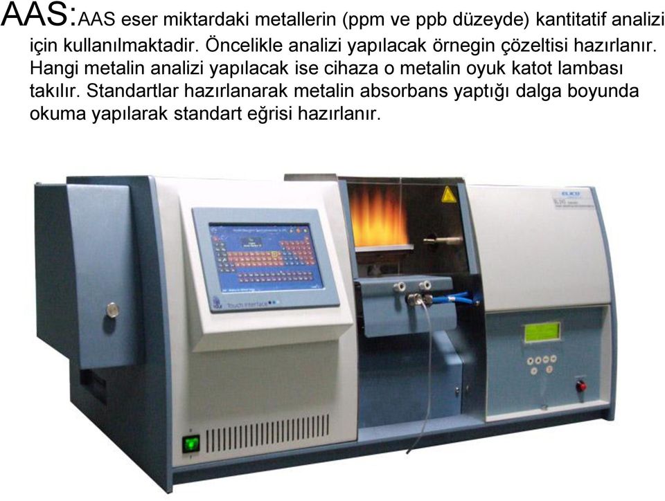 Hangi metalin analizi yapılacak ise cihaza o metalin oyuk katot lambası takılır.