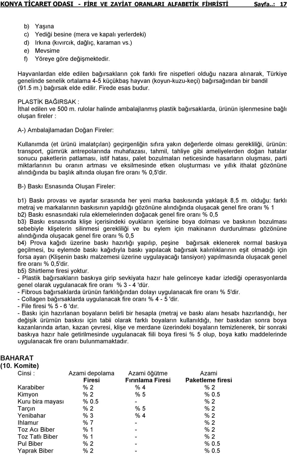 Hayvanlardan elde edilen bağırsakların çok farklı fire nispetleri olduğu nazara alınarak, Türkiye genelinde senelik ortalama 4-5 küçükbaş hayvan (koyun-kuzu-keçi) bağırsağından bir bandil (91.5 m.