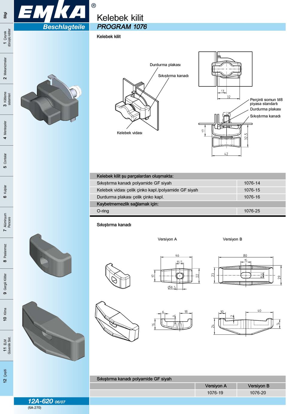 çelik çinko kapl./polyamide GF siyah 1076-15 Durdurma plakası çelik çinko kapl.