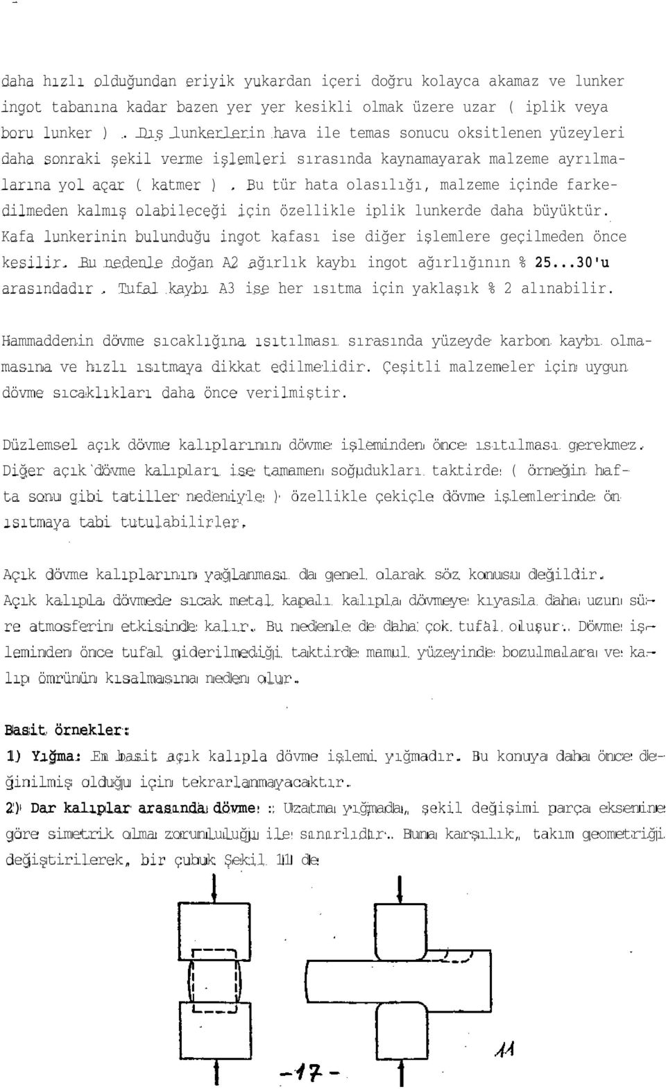 Bu tür hata olasılığı, malzeme içinde farkedilmeden kalmış olabileceği için özellikle iplik lunkerde daha büyüktür. Kafa lunkerinin bulunduğu ingot kafası ise diğer işlemlere geçilmeden önce kesilir.