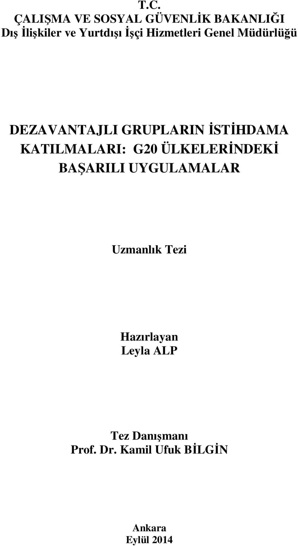 KATILMALARI: G20 ÜLKELERİNDEKİ BAŞARILI UYGULAMALAR Uzmanlık Tezi