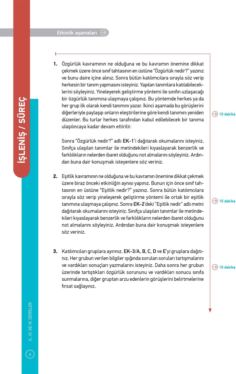 Yineleyerek geliştirme yöntemi ile sınıfın uzlaşacağı bir özgürlük tanımına ulaşmaya çalışınız. Bu yöntemde herkes ya da her grup ilk olarak kendi tanımını yazar.