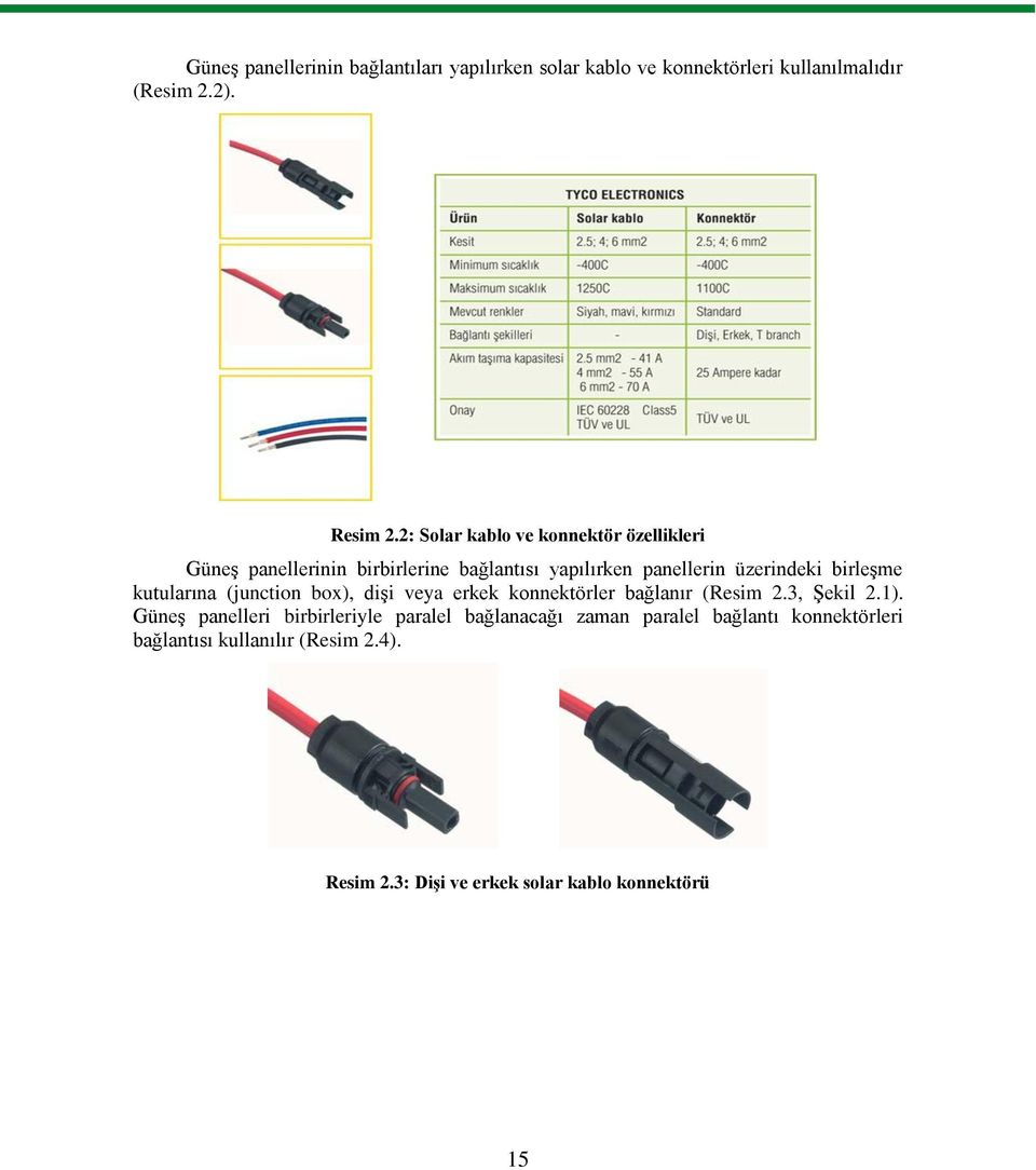 birleşme kutularına (junction box), dişi veya erkek konnektörler bağlanır (Resim 2.3, Şekil 2.1).