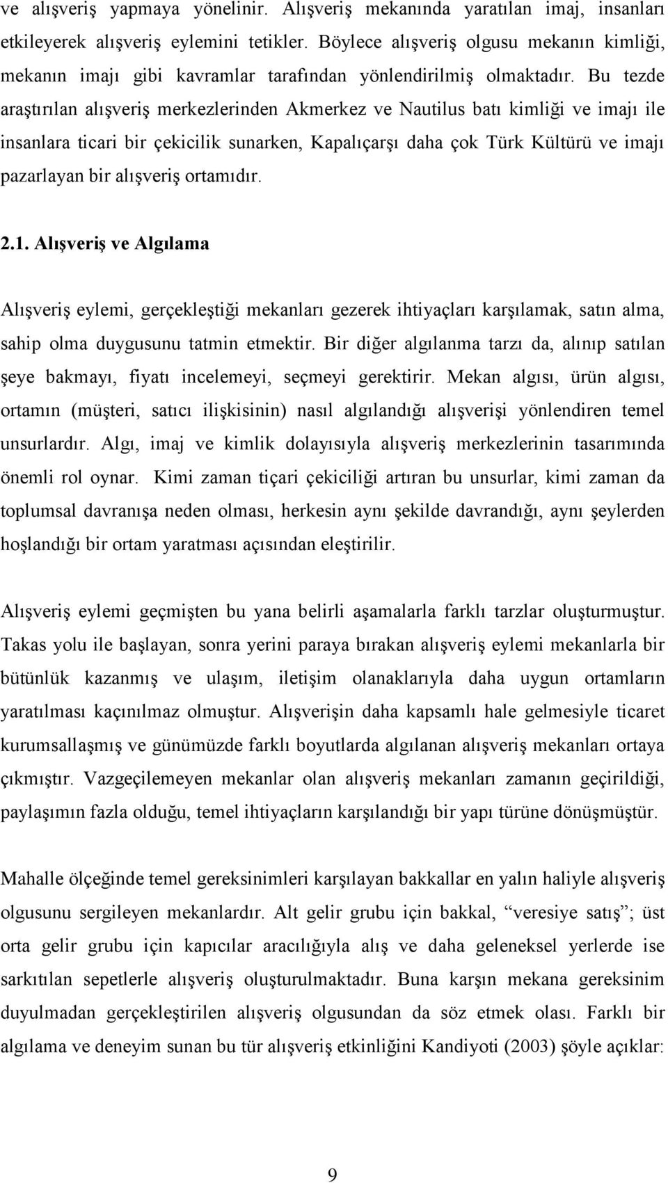 Bu tezde araştırılan alışveriş merkezlerinden Akmerkez ve Nautilus batı kimliği ve imajı ile insanlara ticari bir çekicilik sunarken, Kapalıçarşı daha çok Türk Kültürü ve imajı pazarlayan bir