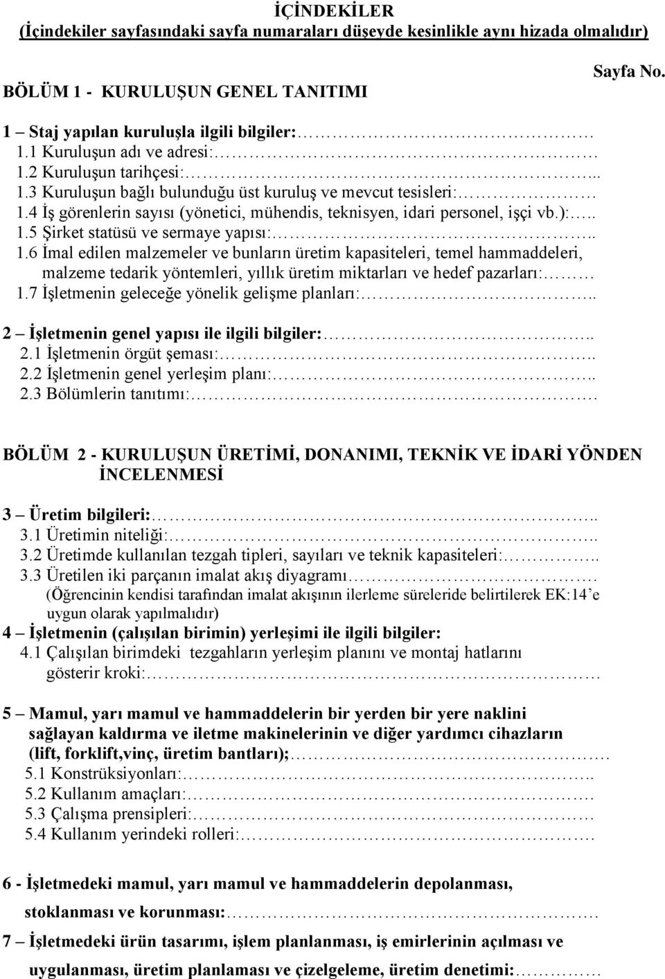 ):.. 1.5 Şirket statüsü ve sermaye yapısı:.. 1.6 İmal edilen malzemeler ve bunların üretim kapasiteleri, temel hammaddeleri, malzeme tedarik yöntemleri, yıllık üretim miktarları ve hedef pazarları: 1.