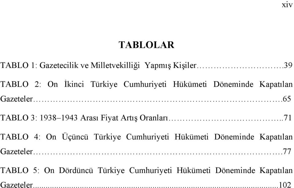 65 TABLO 3: 1938 1943 Arası Fiyat Artış Oranları.