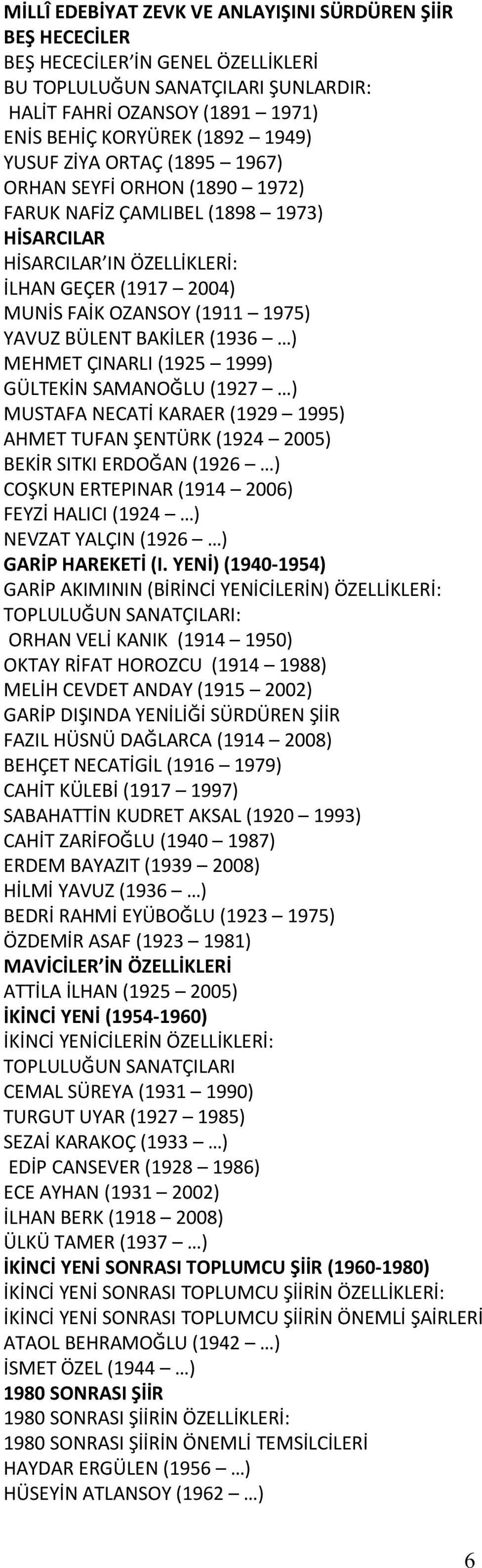 BAKİLER (1936 ) MEHMET ÇINARLI (1925 1999) GÜLTEKİN SAMANOĞLU (1927 ) MUSTAFA NECATİ KARAER (1929 1995) AHMET TUFAN ŞENTÜRK (1924 2005) BEKİR SITKI ERDOĞAN (1926 ) COŞKUN ERTEPINAR (1914 2006) FEYZİ