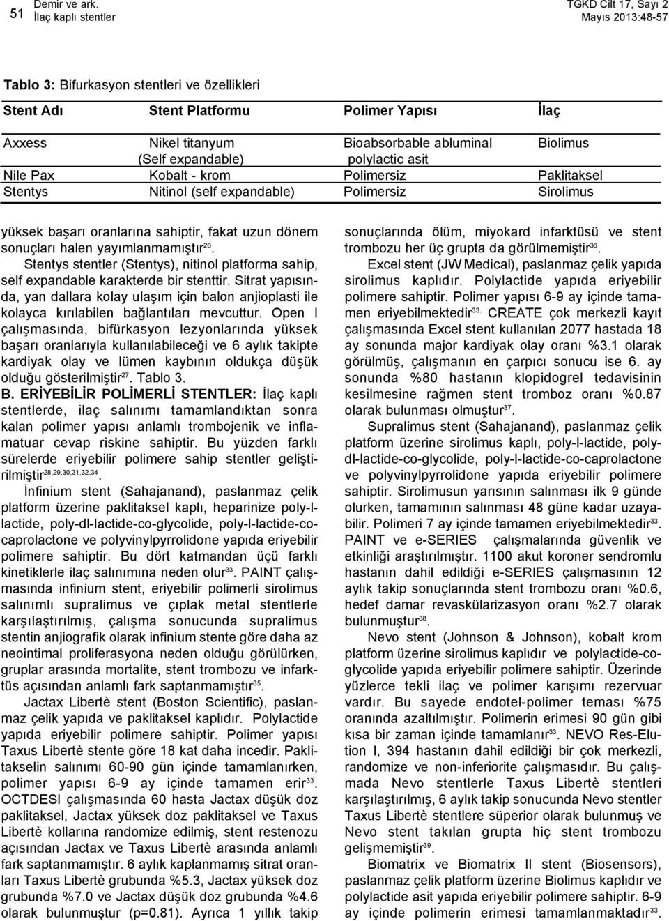 sonuçları halen yayımlanmamıştır 26. Stentys stentler (Stentys), nitinol platforma sahip, self expandable karakterde bir stenttir.