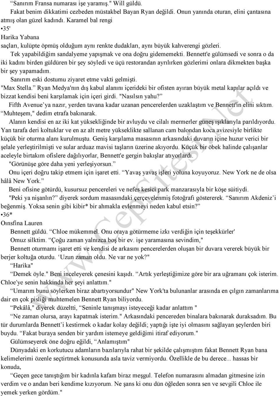 Bennett'e gülümsedi ve sonra o da iki kadını birden güldüren bir şey söyledi ve üçü restorandan ayrılırken gözlerimi onlara dikmekten başka bir şey yapamadım.