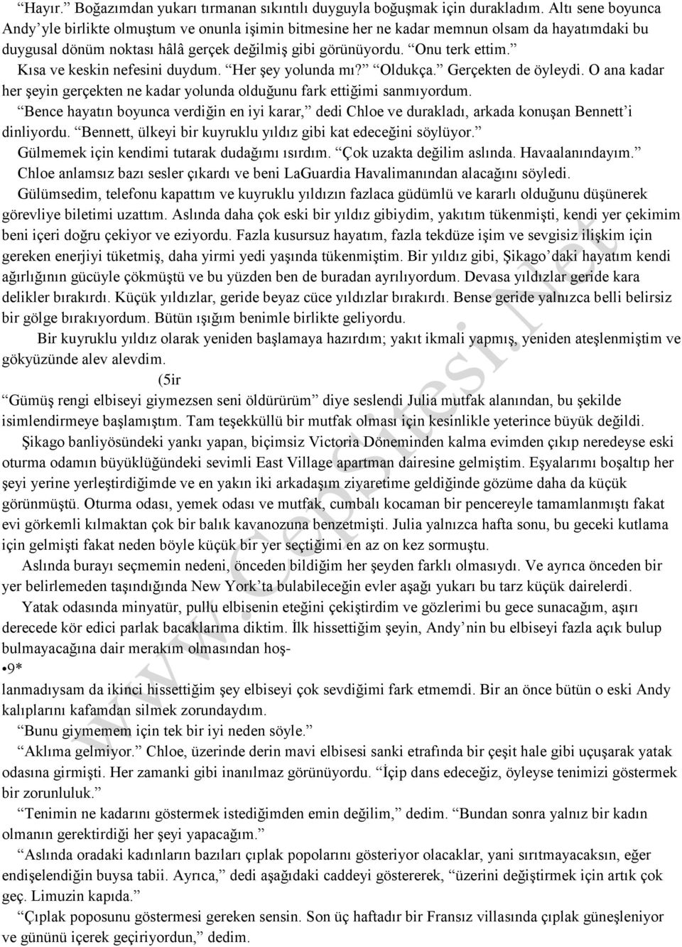 Kısa ve keskin nefesini duydum. Her şey yolunda mı? Oldukça. Gerçekten de öyleydi. O ana kadar her şeyin gerçekten ne kadar yolunda olduğunu fark ettiğimi sanmıyordum.