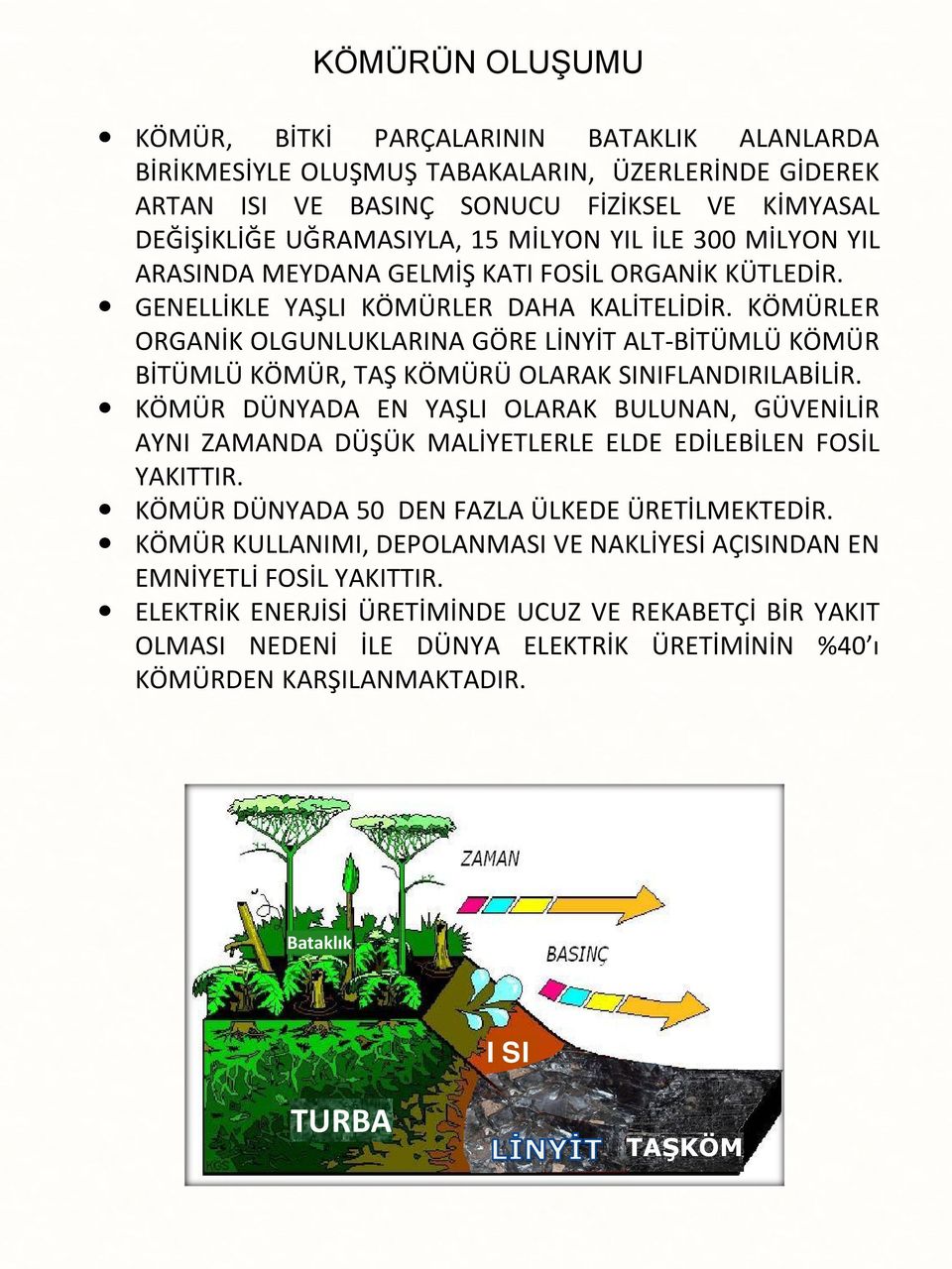 KÖMÜRLER ORGANİK OLGUNLUKLARINA GÖRE LİNYİT ALT-BİTÜMLÜ KÖMÜR BİTÜMLÜ KÖMÜR, TAŞ KÖMÜRÜ OLARAK SINIFLANDIRILABİLİR.