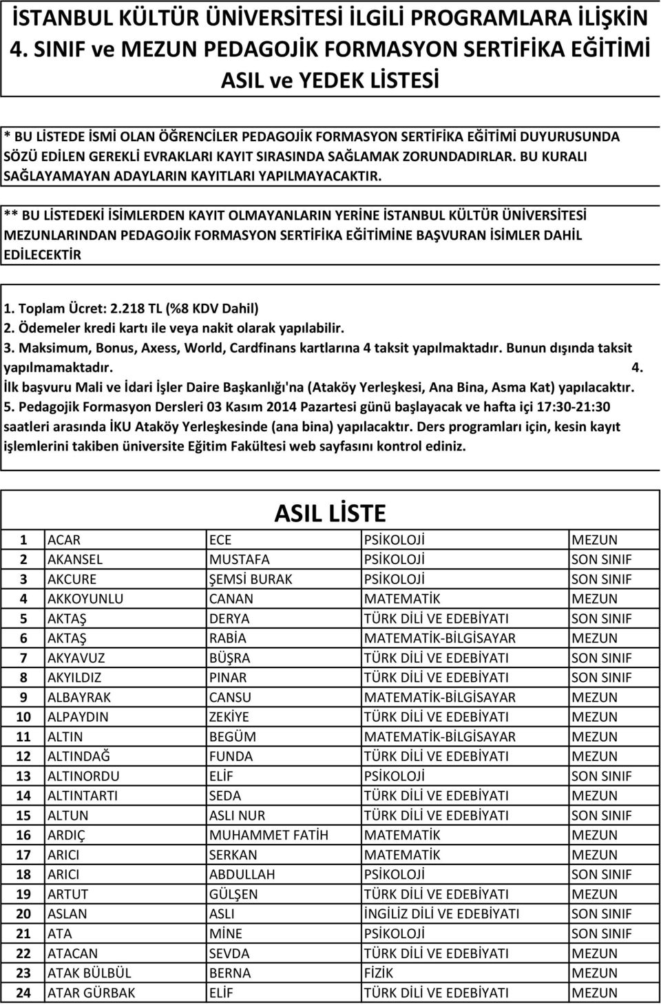 SIRASINDA SAĞLAMAK ZORUNDADIRLAR. BU KURALI SAĞLAYAMAYAN ADAYLARIN KAYITLARI YAPILMAYACAKTIR.