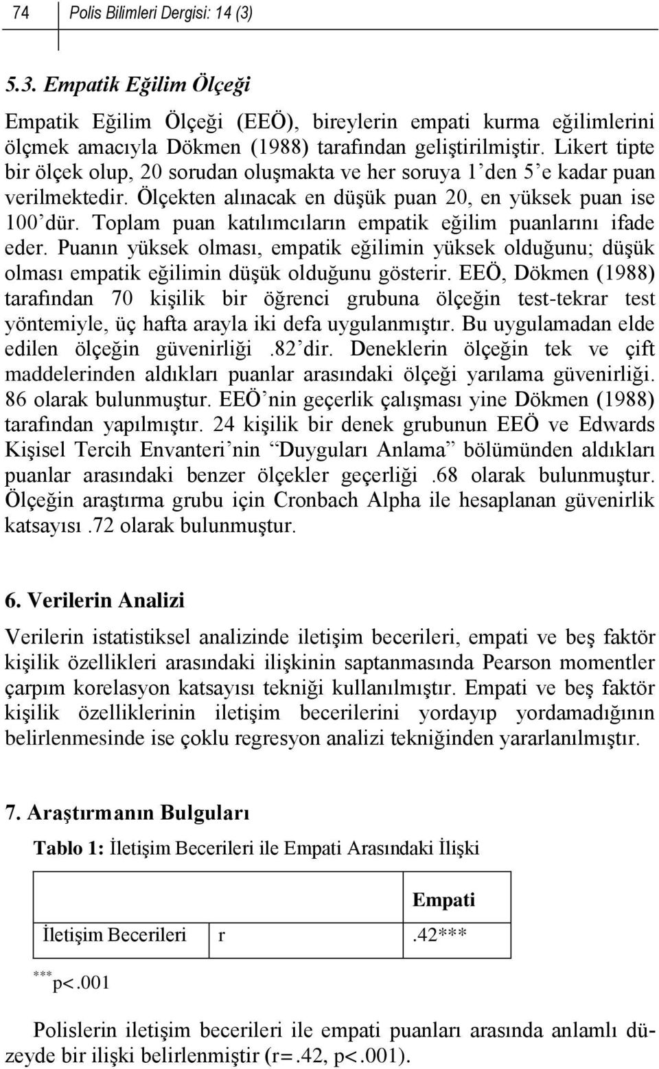 Toplam puan katılımcıların empatik eğilim puanlarını ifade eder. Puanın yüksek olması, empatik eğilimin yüksek olduğunu; düşük olması empatik eğilimin düşük olduğunu gösterir.