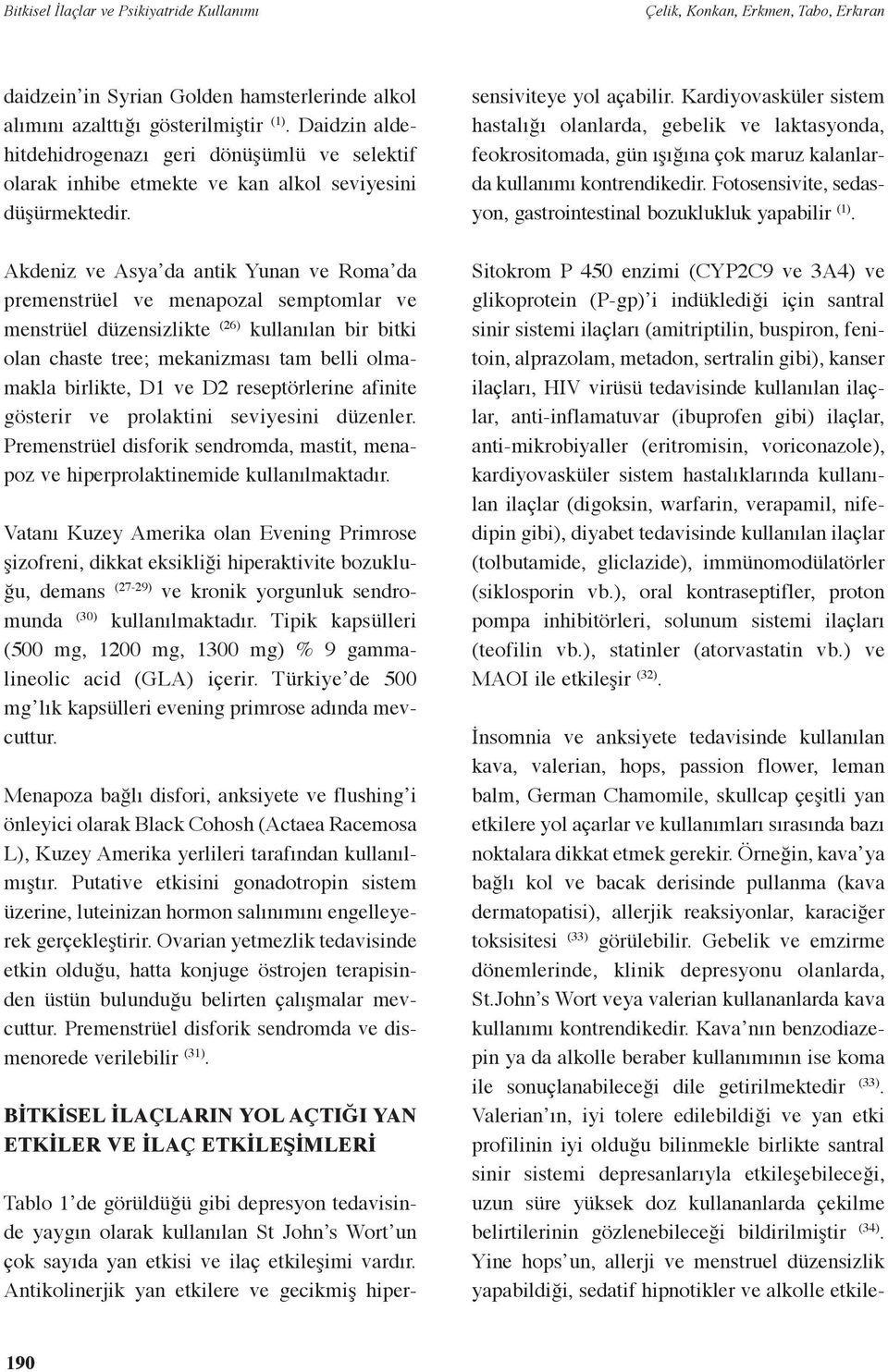 Akdeniz ve Asya da antik Yunan ve Roma da premenstrüel ve menapozal semptomlar ve menstrüel düzensizlikte (26) kullanılan bir bitki olan chaste tree; mekanizması tam belli olmamakla birlikte, D1 ve