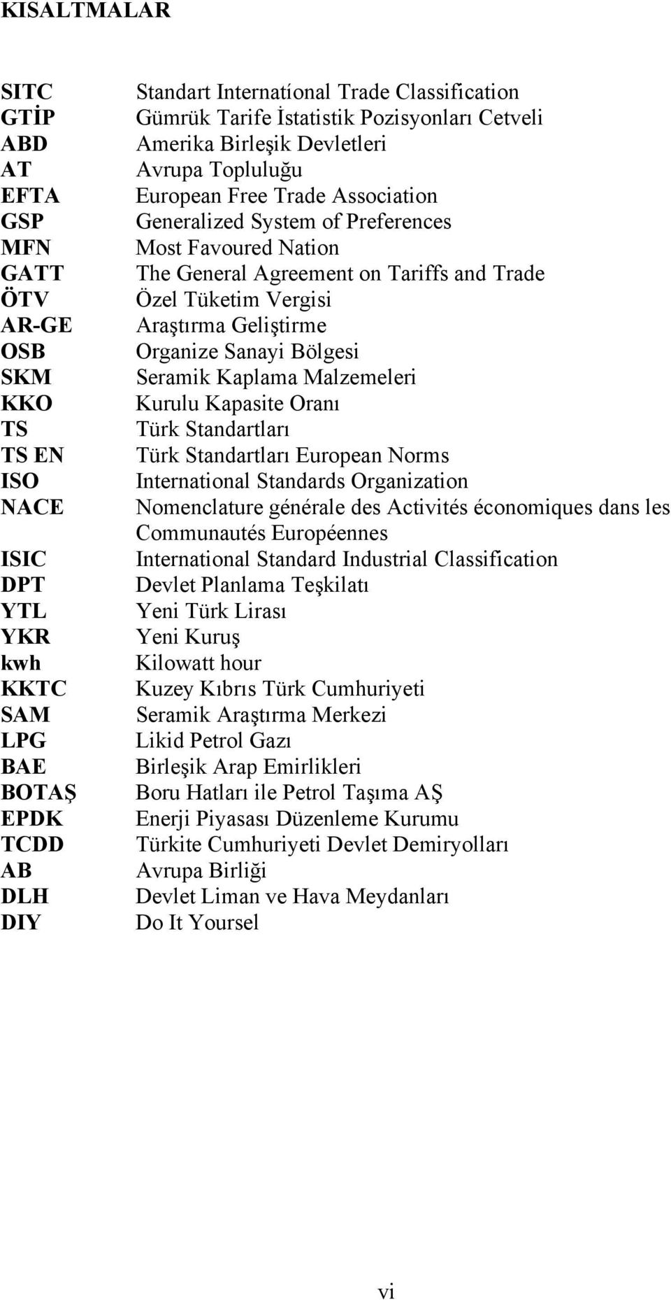 on Tariffs and Trade Özel Tüketim Vergisi Araştırma Geliştirme Organize Sanayi Bölgesi Seramik Kaplama Malzemeleri Kurulu Kapasite Oranı Türk Standartları Türk Standartları European Norms