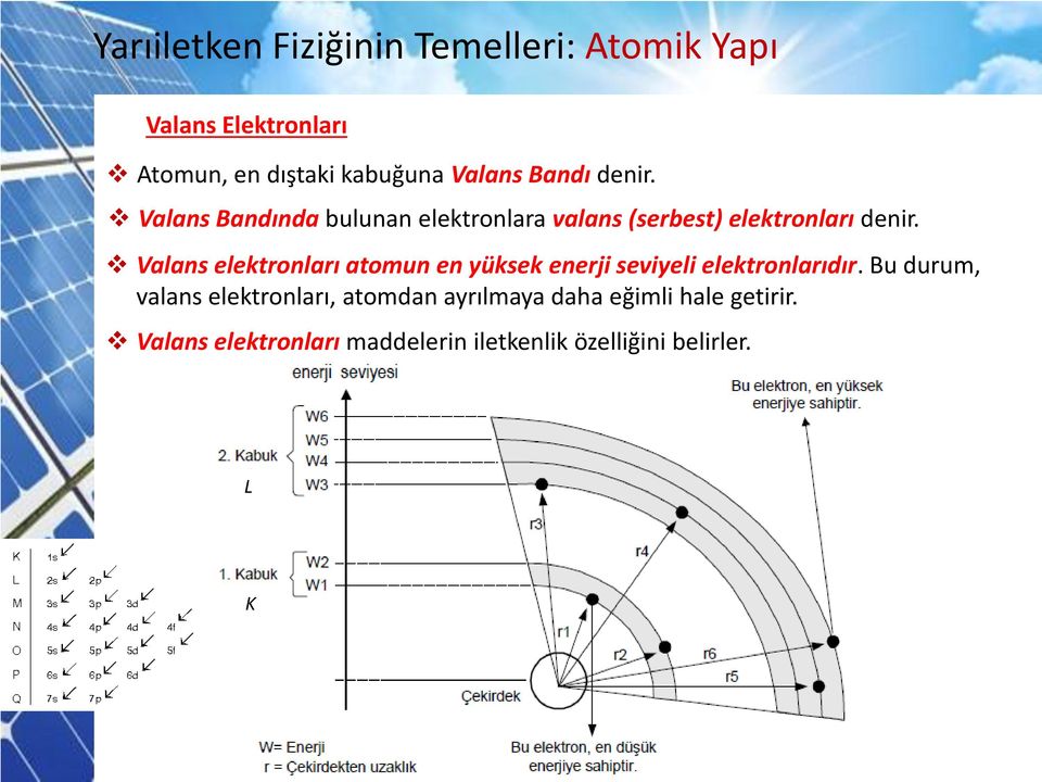 Valans elektronları atomun en yüksek enerji seviyeli elektronlarıdır.