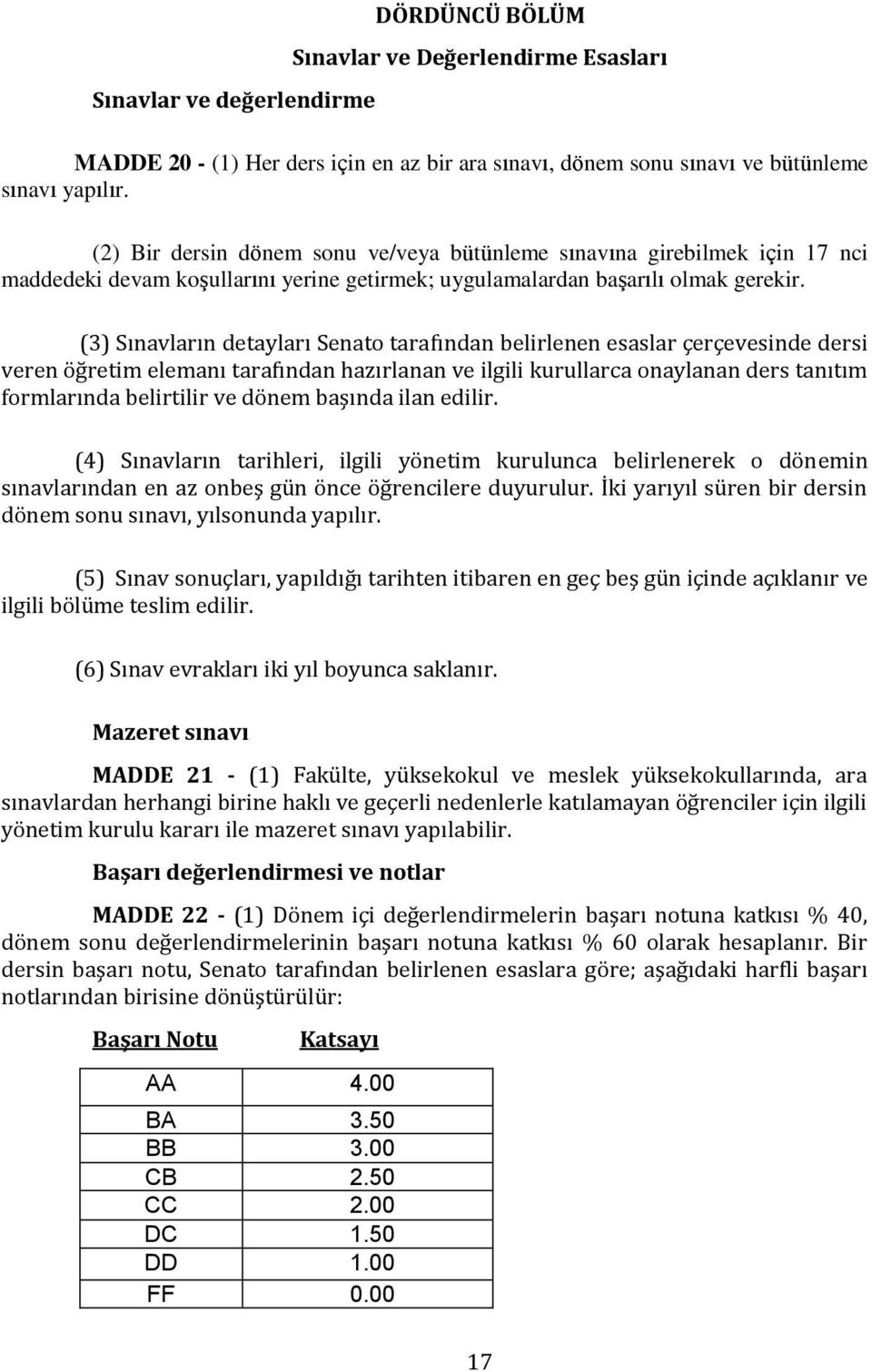 (3) Sınavların detayları Senato tarafından belirlenen esaslar çerçevesinde dersi veren öğretim elemanı tarafından hazırlanan ve ilgili kurullarca onaylanan ders tanıtım formlarında belirtilir ve