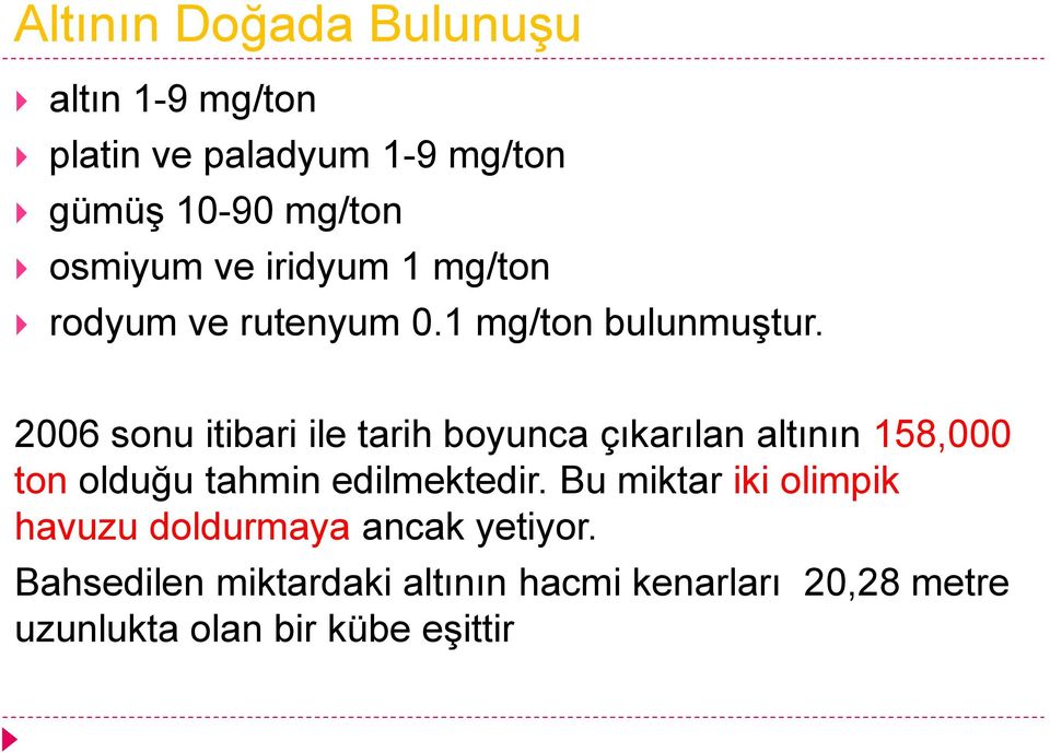 2006 sonu itibari ile tarih boyunca çıkarılan altının 158,000 ton olduğu tahmin edilmektedir.