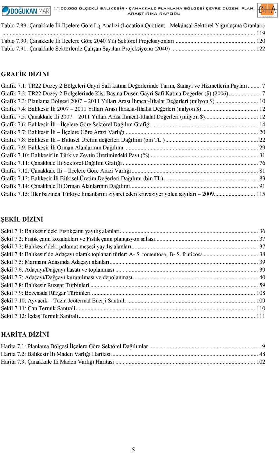 1: TR22 Düzey 2 Bölgeleri Gayri Safi katma Değerlerinde Tarım, Sanayi ve Hizmetlerin Payları... 7 Grafik 7.2: TR22 Düzey 2 Bölgelerinde Kişi Başına Düşen Gayri Safi Katma Değerler ($) (2006).