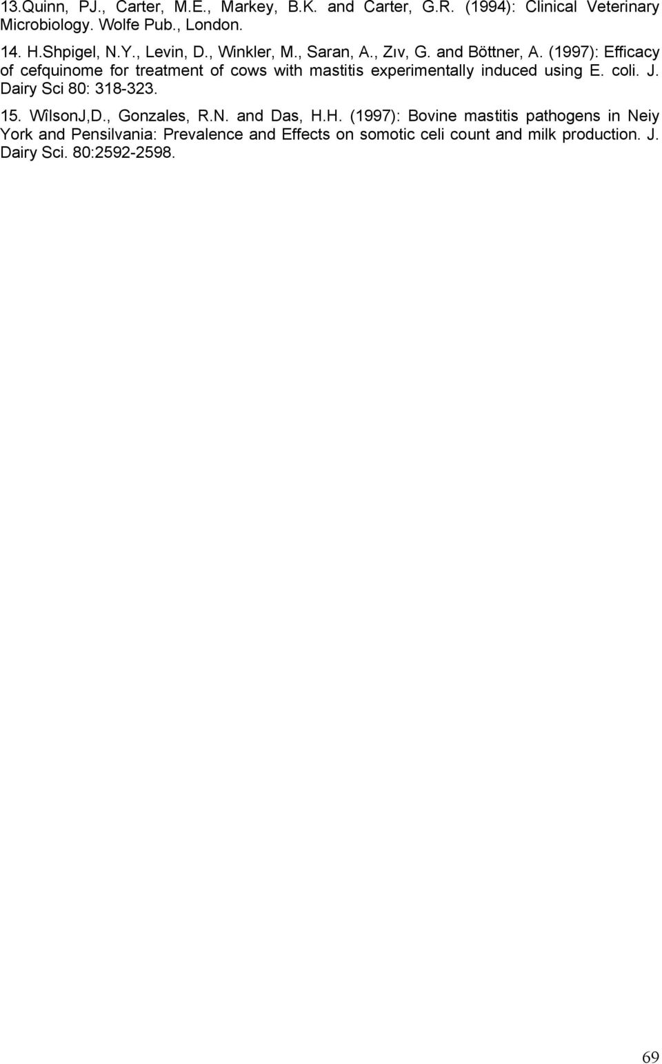 (1997): Efficacy of cefquinome for treatment of cows with mastitis experimentally induced using E. coli. J. Dairy Sci 80: 318-323. 15.