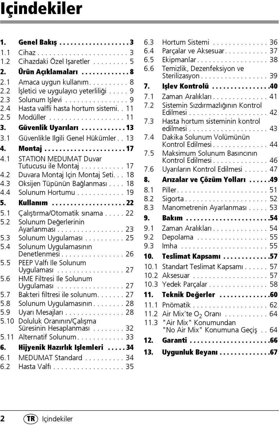 . 13 4. Montaj...................... 17 4.1 STATION MEDUMAT Duvar Tutucusu ile Montaj........... 17 4.2 Duvara Montaj Için Montaj Seti... 18 4.3 Oksijen Tüpünün Bağlanması.... 18 4.4 Solunum Hortumu.