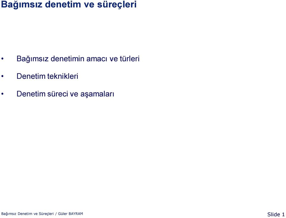 teknikleri Denetim süreci ve aşamaları