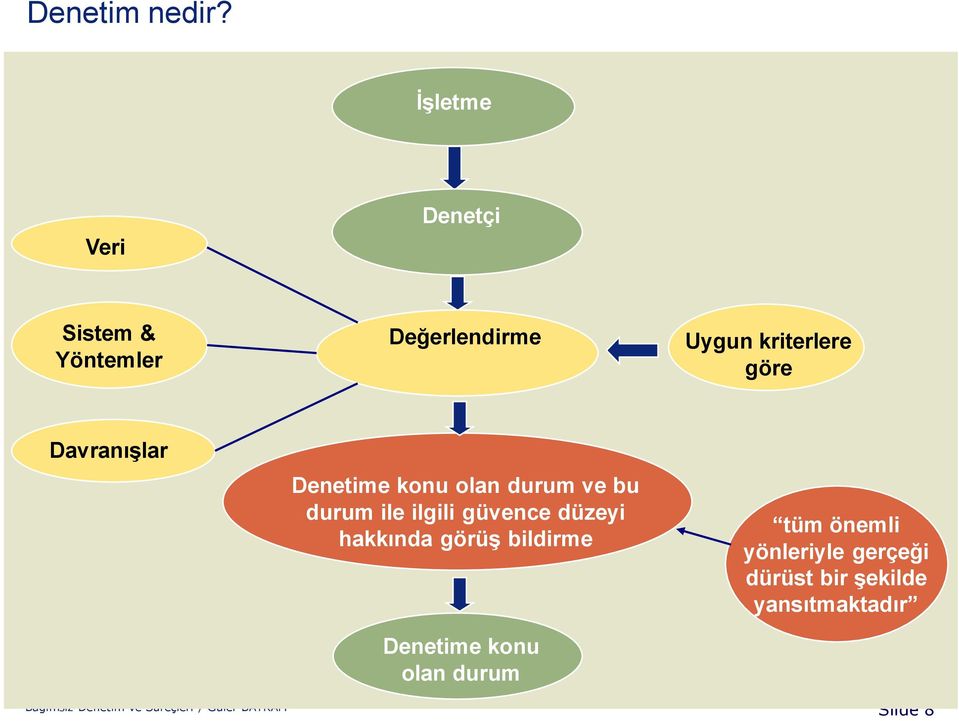 DavranıĢlar Denetime konu olan durum ve bu durum ile ilgili güvence düzeyi