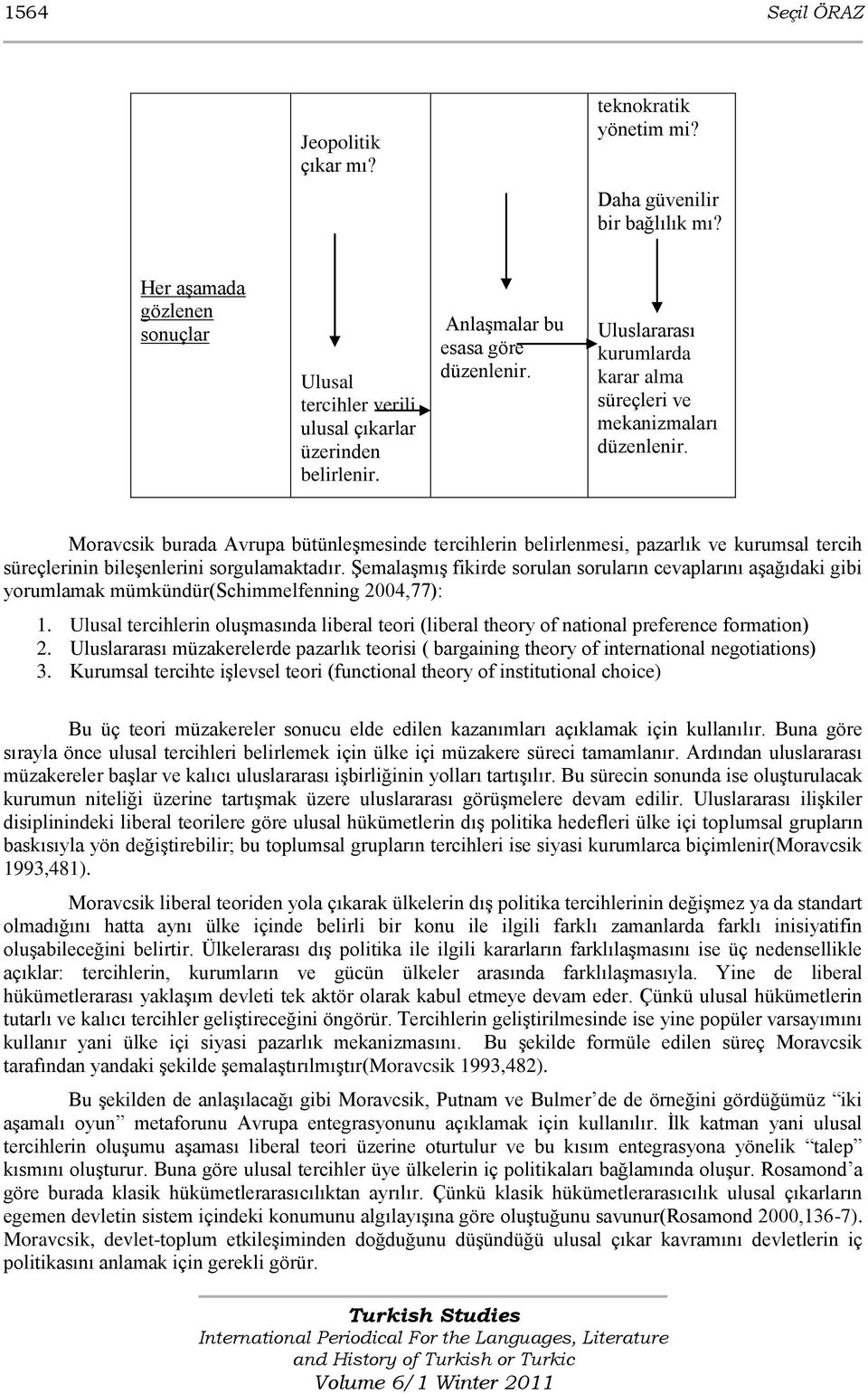 Moravcsik burada Avrupa bütünleşmesinde tercihlerin belirlenmesi, pazarlık ve kurumsal tercih süreçlerinin bileşenlerini sorgulamaktadır.