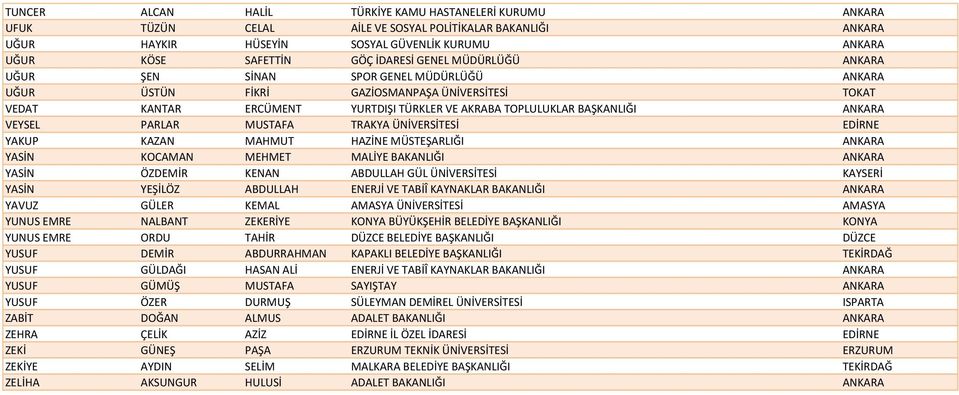 VEYSEL PARLAR MUSTAFA TRAKYA ÜNİVERSİTESİ EDİRNE YAKUP KAZAN MAHMUT HAZİNE MÜSTEŞARLIĞI ANKARA YASİN KOCAMAN MEHMET MALİYE BAKANLIĞI ANKARA YASİN ÖZDEMİR KENAN ABDULLAH GÜL ÜNİVERSİTESİ KAYSERİ YASİN