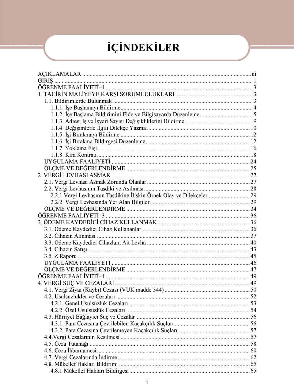 ..12 1.1.6. İşi Bırakma Bildirgesi Düzenleme...12 1.1.7. Yoklama Fişi...16 1.1.8. Kira Kontratı...18 UYGULAMA FAALİYETİ...24 ÖLÇME VE DEĞERLENDİRME...25 2. VERGİ LEVHASI ASMAK...27 2.1. Vergi Levhası Asmak Zorunda Olanlar.