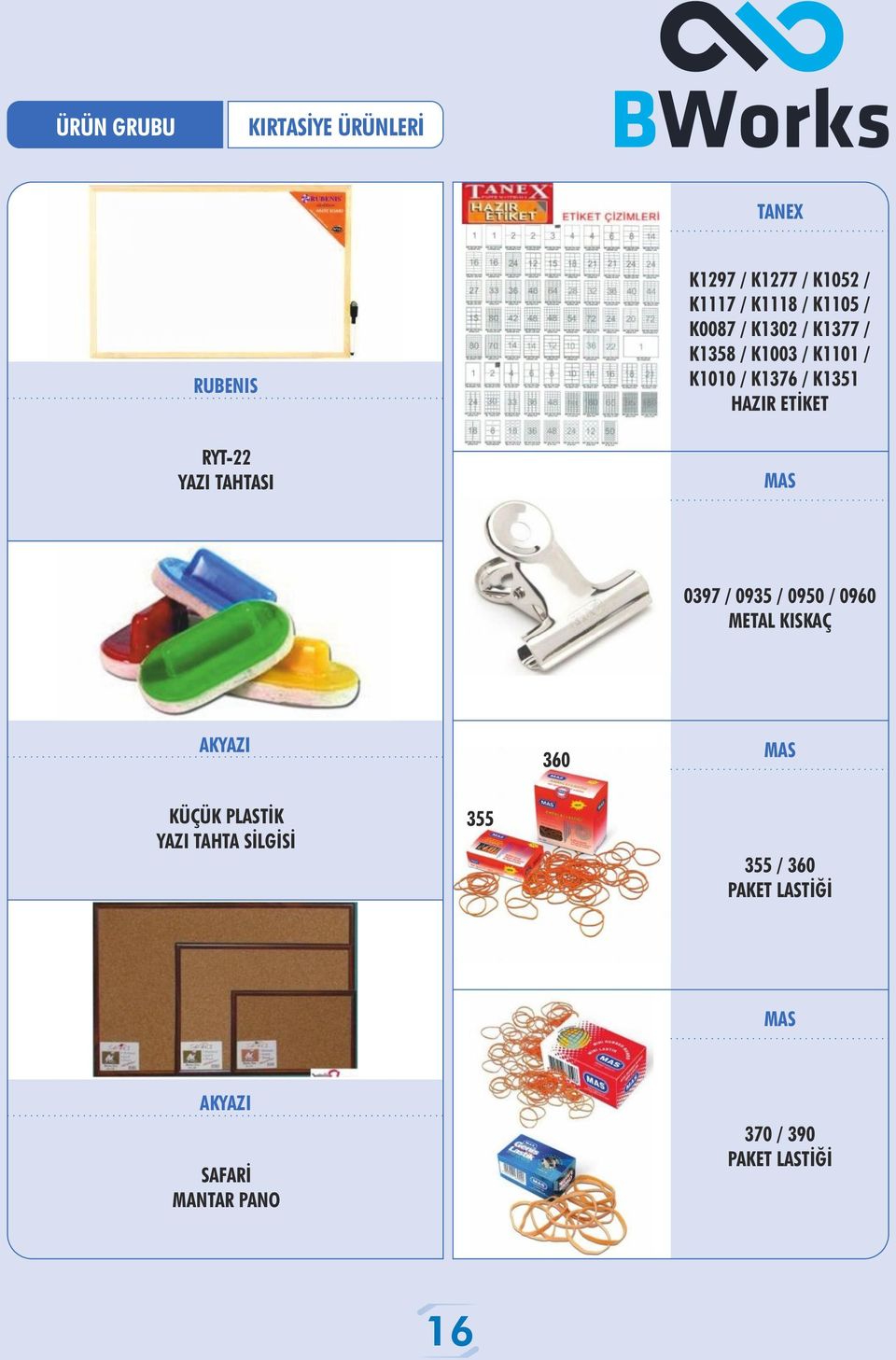 HAZIR ETİKET 0397 / 0935 / 0950 / 0960 METAL KISKAÇ AKYAZI 360 KÜÇÜK PLASTİK YAZI TAHTA