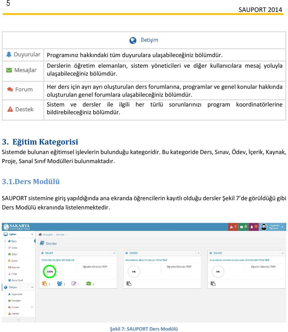 Sistem ve dersler ile ilgili her türlü sorunlarınızı program koordinatörlerine bildirebileceğiniz bölümdür. 3. Eğitim Kategorisi Sistemde bulunan eğitimsel işlevlerin bulunduğu kategoridir.