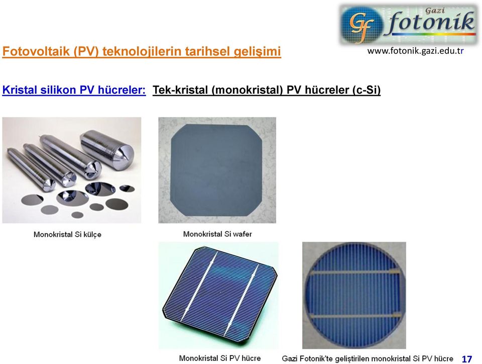 silikon PV hücreler: Tek-kristal