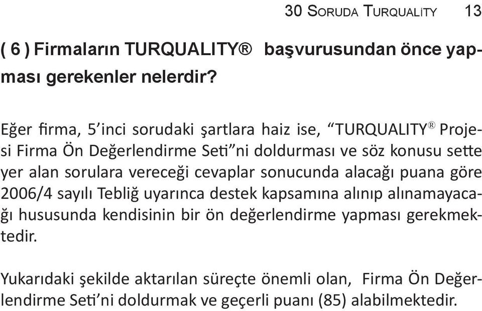 sorulara vereceği cevaplar sonucunda alacağı puana göre 2006/4 sayılı Tebliğ uyarınca destek kapsamına alınıp alınamayacağı hususunda