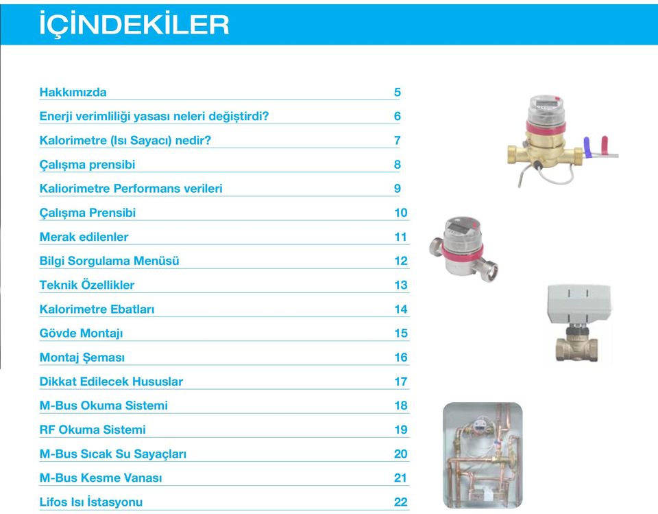 Menüsü 12 Teknik Özellikler 13 Kalorimetre Ebatları 14 Gövde Montajı 15 Montaj Şeması 16 Dikkat Edilecek