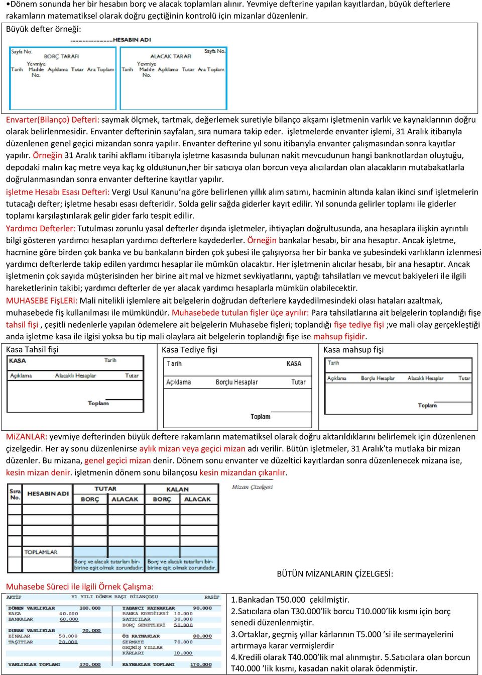 Büyük defter örneği: Envarter(Bilanço) Defteri: saymak ölçmek, tartmak, değerlemek suretiyle bilanço akşamı işletmenin varlık ve kaynaklarının doğru olarak belirlenmesidir.