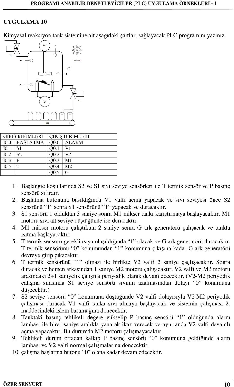 Başlatma butonuna basıldığında V1 valfi açma yapacak ve sıvı seviyesi önce S2 sensrünü 1 sonra S1 sensörünü 1 yapacak ve duracaktır. 3.